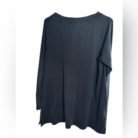 J Jill Womens Tunic Top Large Black Long Sleeve Comfy Soft Cotton Cozycore A169 - Picture 2 of 8